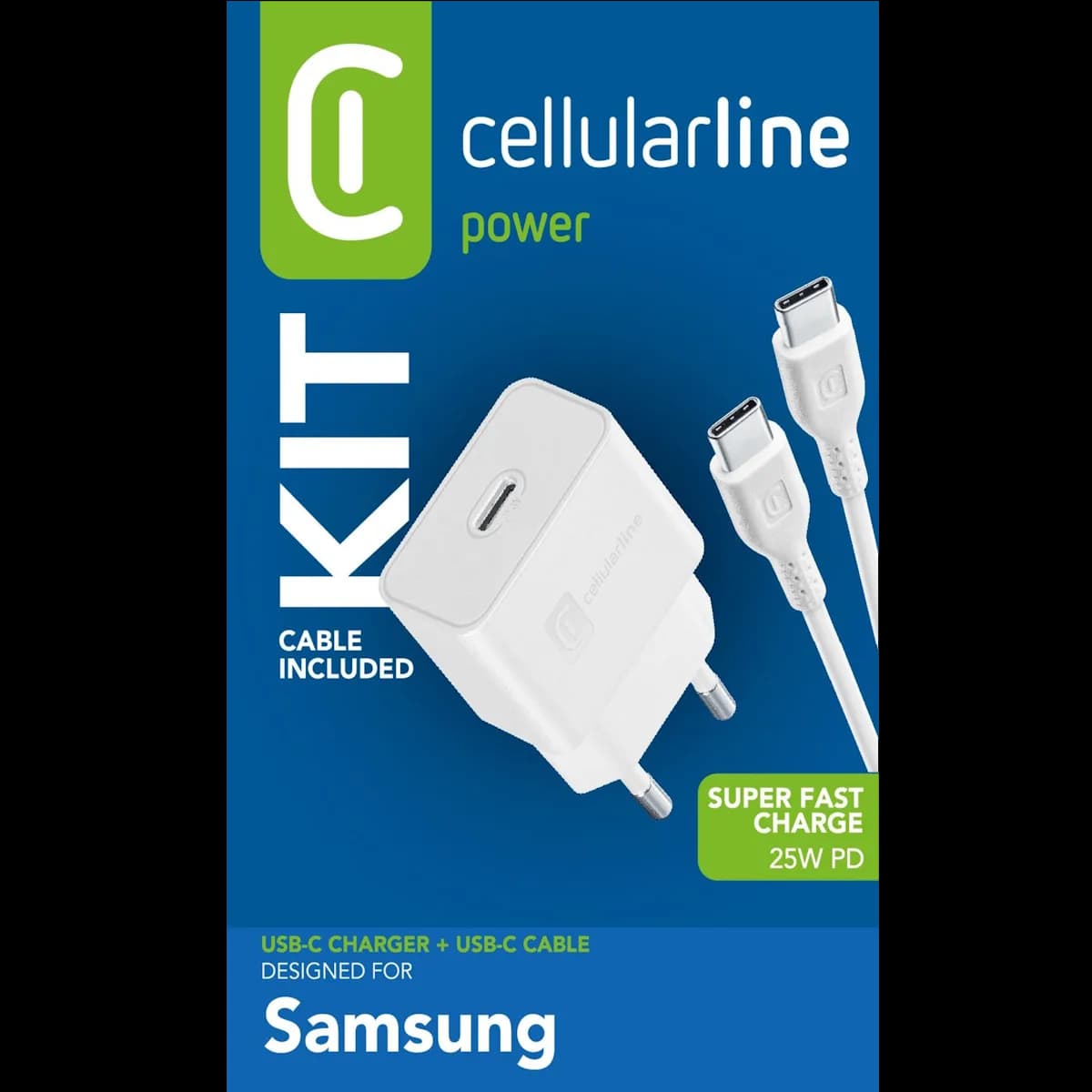 Cellularline 25W Type-C Samsung Seyahat Şarj Seti Beyaz