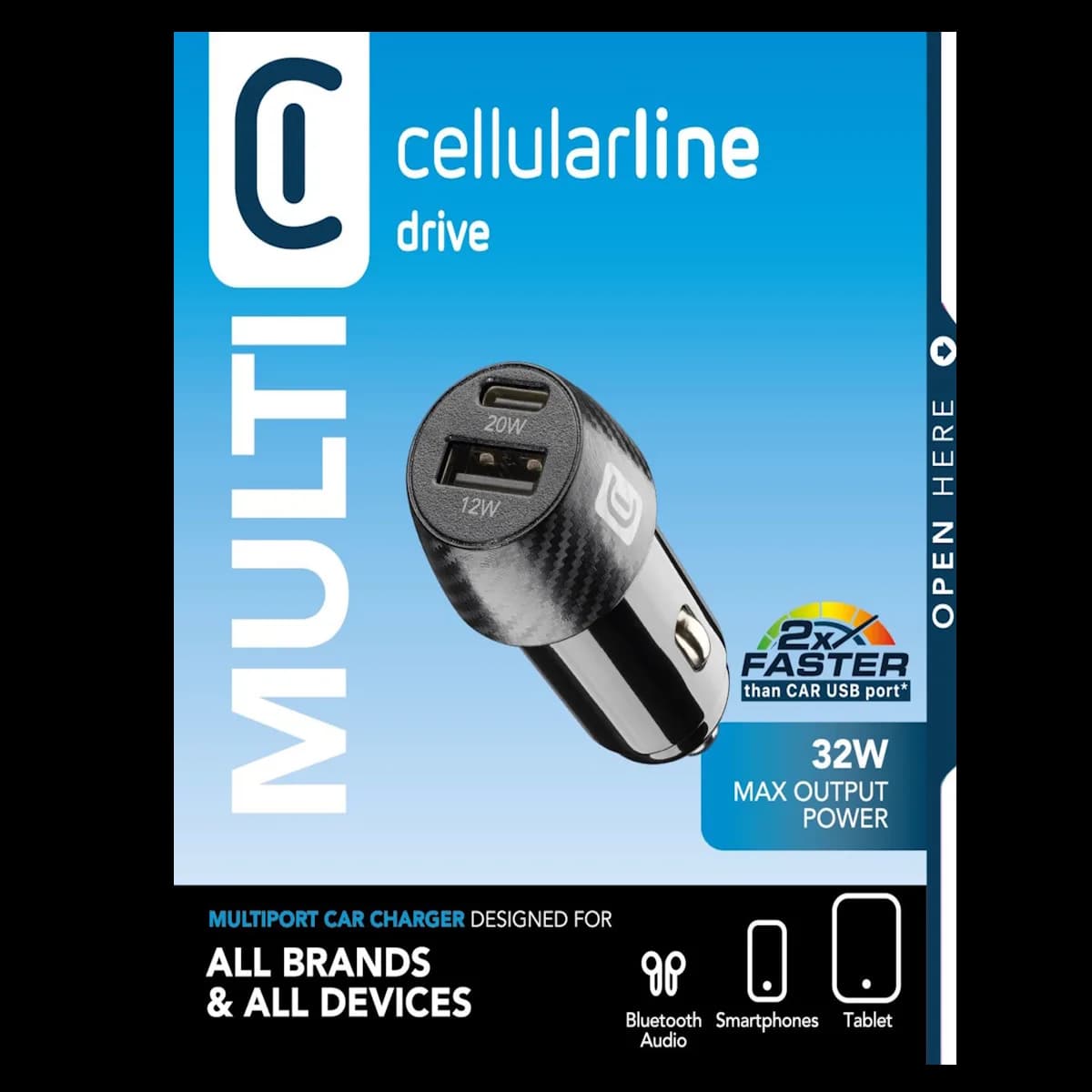 Cellularline Araç İçi 20W PD USB-C + 12W USB Şarj Cihazı